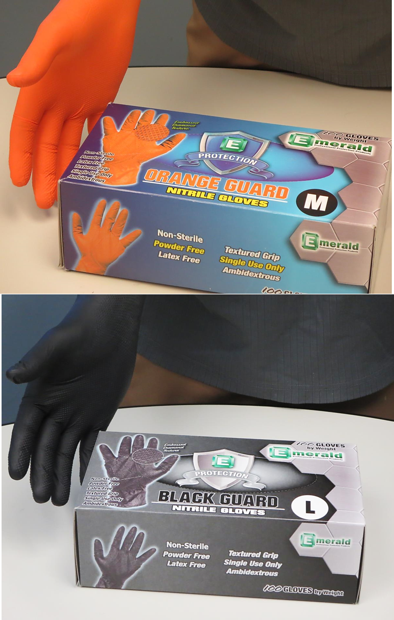 Emerald Guard Latex-Free 7-Mil Nitrile Gloves with Raised Diamond Grip Technology